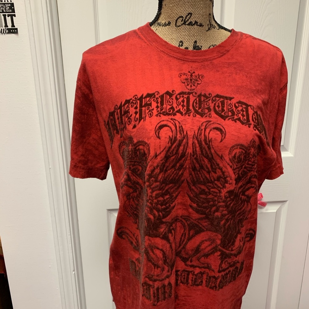 Affliction Red & Black Velvet Shirt